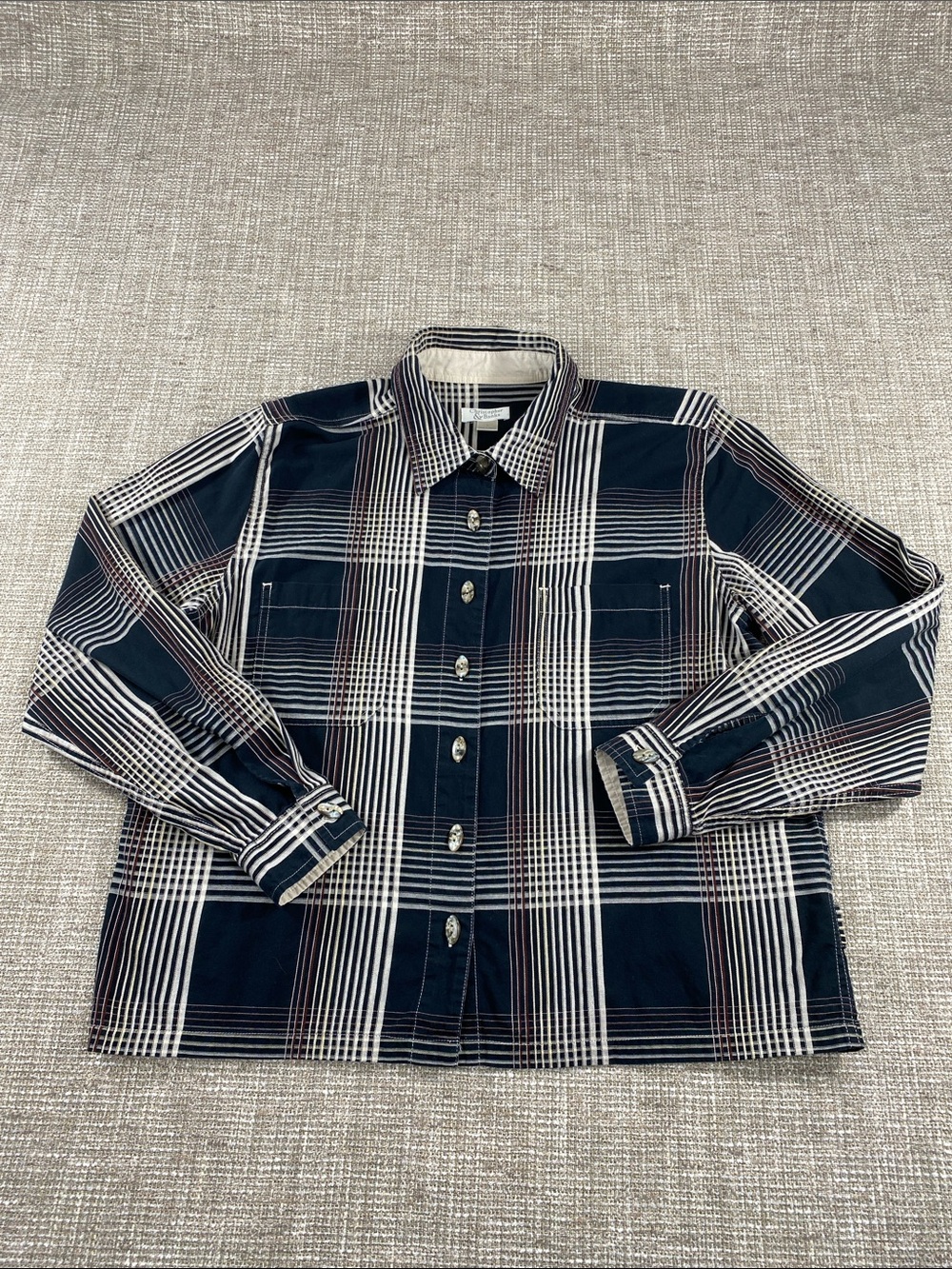 Christopher & Banks black and White Plaid Button-Down Shirt